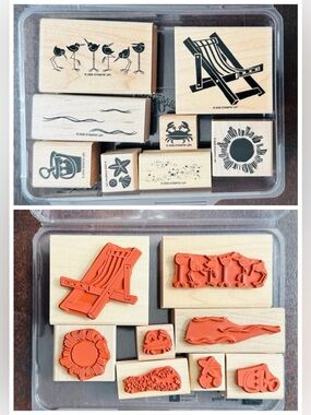 Stampin' Up! Shore Thing Vintage 2006 Beach Coastal Rubber Stamp Set - 8pc